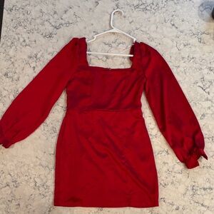 Lulu's Vibrant Red Long Sleeve Dress